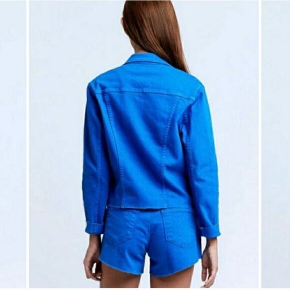 L'Agence Janelle Denim Azure Blue Jean Jacket Cropped Size XS - Picture 3 of 10